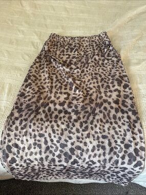 Leopard Print Midi Skirt in Neutral Brown